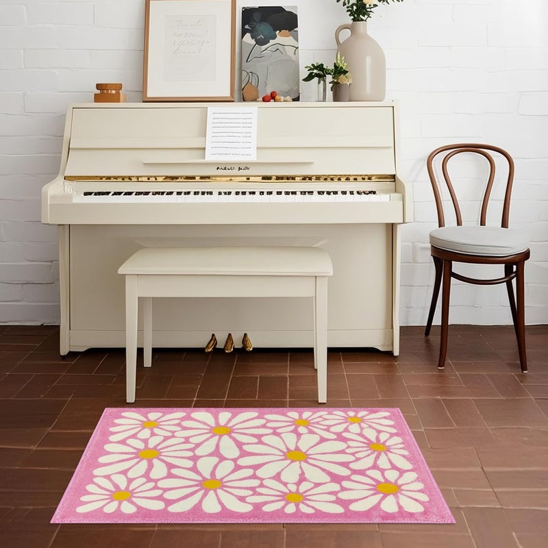 SHIYUE Office Chair Mat for Hardwood/Tile Floor Carpet, 18"x26" Computer Desk for Rolling Chairs Protector Gaming Non Slip Under TPR Backing Rug(Pink Floral) - Image 3